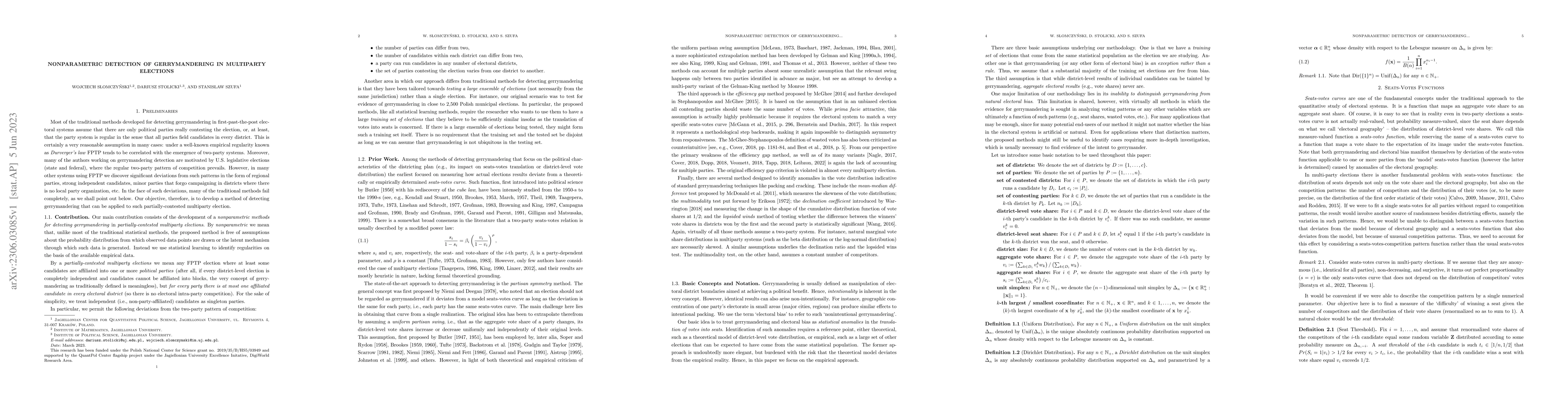 Thumbnail for Nonparametric Detection of Gerrymandering in Multiparty Elections