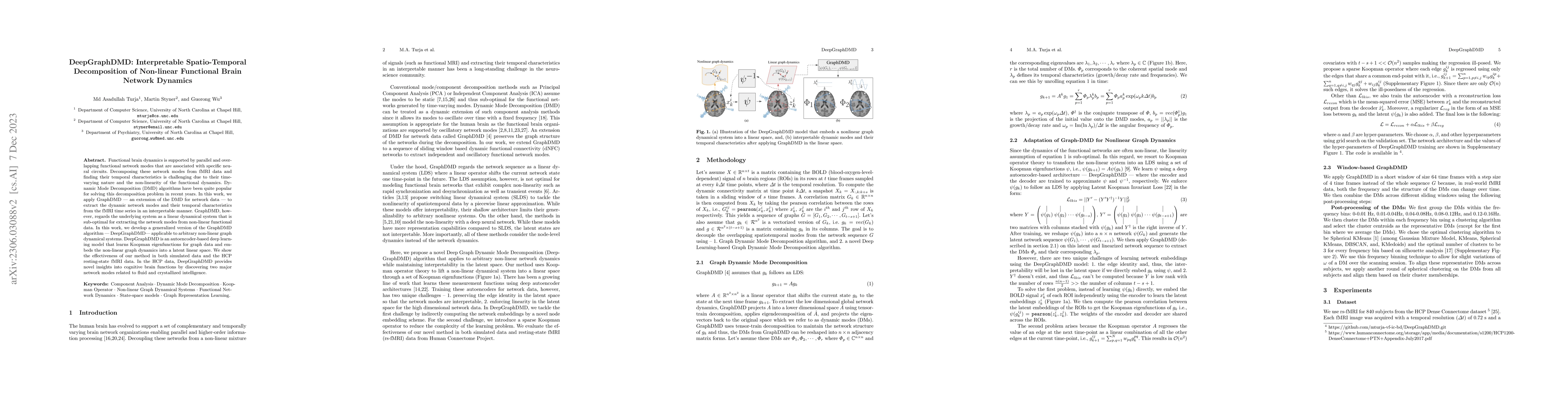 Thumbnail for DeepGraphDMD: Interpretable Spatio-Temporal Decomposition of Non-linear
  Functional Brain Network Dynamics