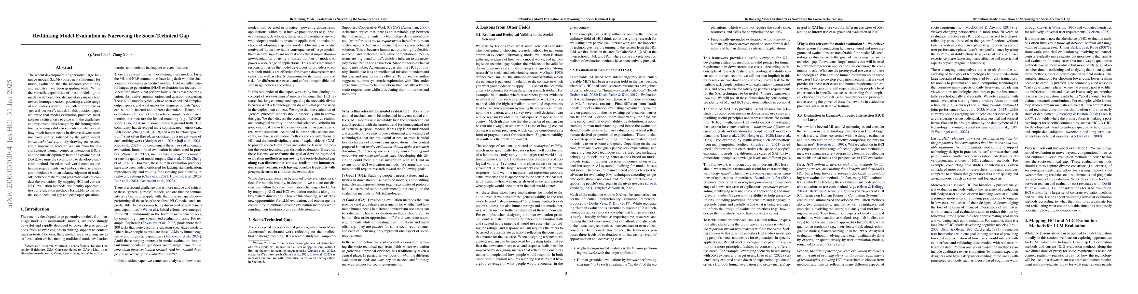 Thumbnail for Rethinking Model Evaluation as Narrowing the Socio-Technical Gap