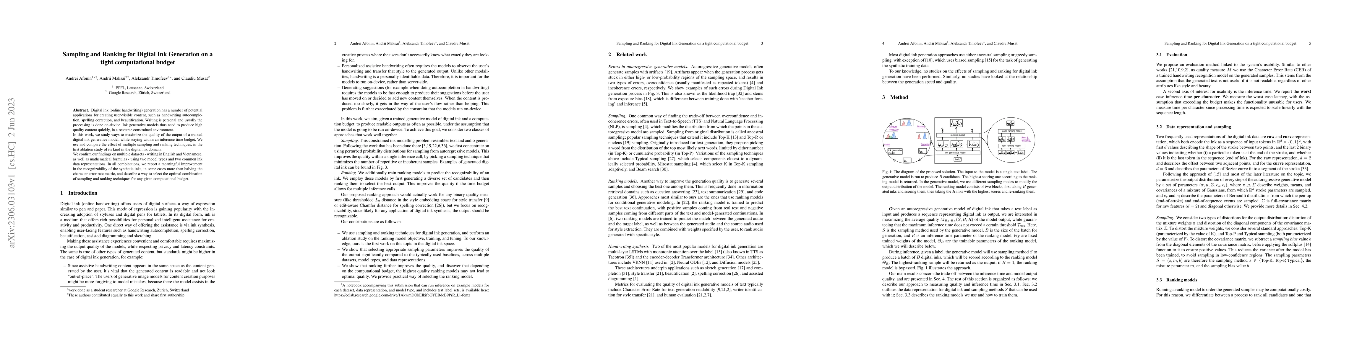 Thumbnail for Sampling and Ranking for Digital Ink Generation on a tight computational
  budget