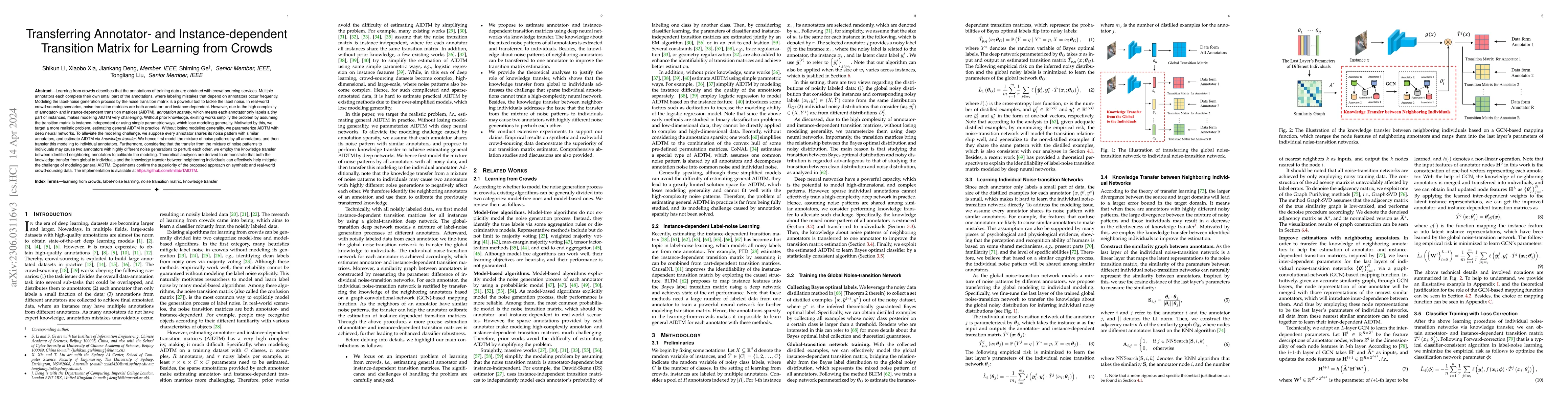 Thumbnail for Transferring Annotator- and Instance-dependent Transition Matrix for
  Learning from Crowds