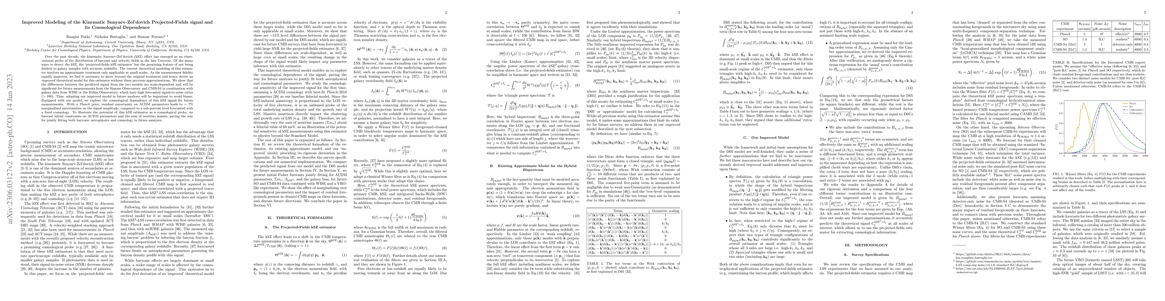 Thumbnail for Improved Modeling of the Kinematic Sunyaev-Zel'dovich Projected-Fields
  signal and its Cosmological Dependence