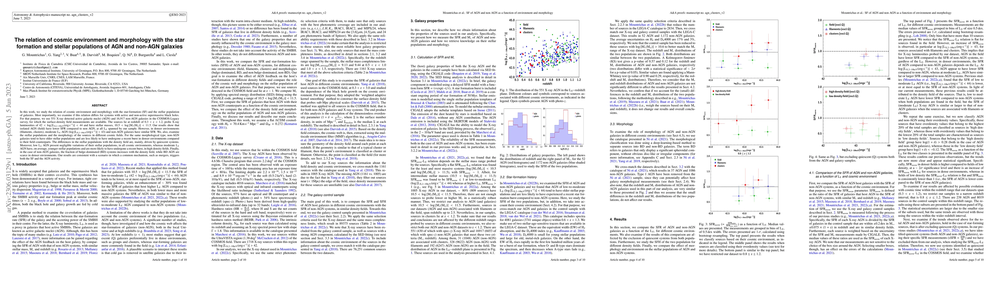 Thumbnail for The relation of cosmic environment and morphology with the star
  formation and stellar populations of AGN and non-AGN galaxies