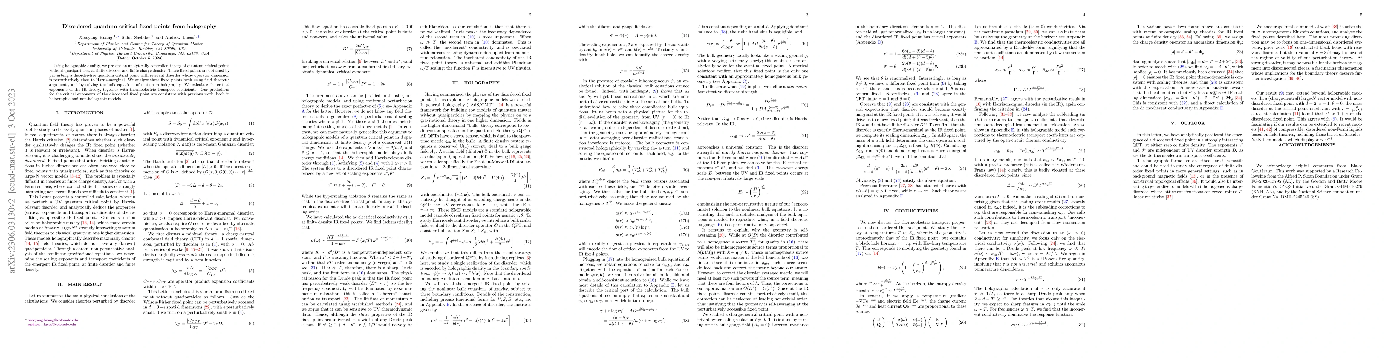Thumbnail for Disordered quantum critical fixed points from holography