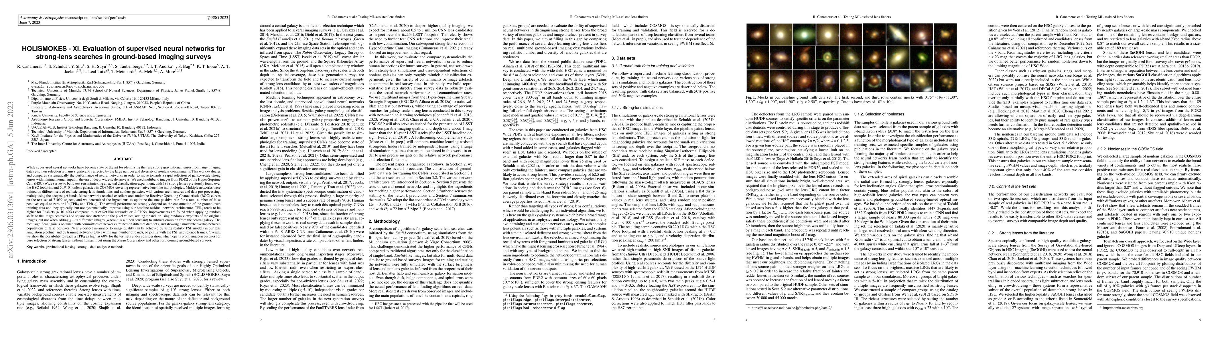 Thumbnail for HOLISMOKES -- XI. Evaluation of supervised neural networks for
  strong-lens searches in ground-based imaging surveys