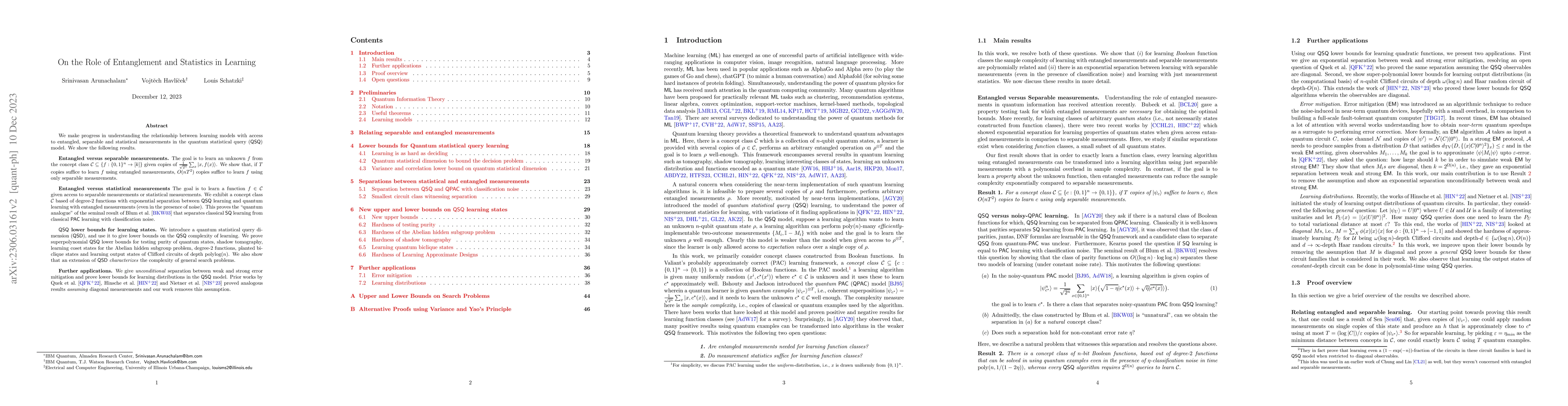 Thumbnail for On the Role of Entanglement and Statistics in Learning