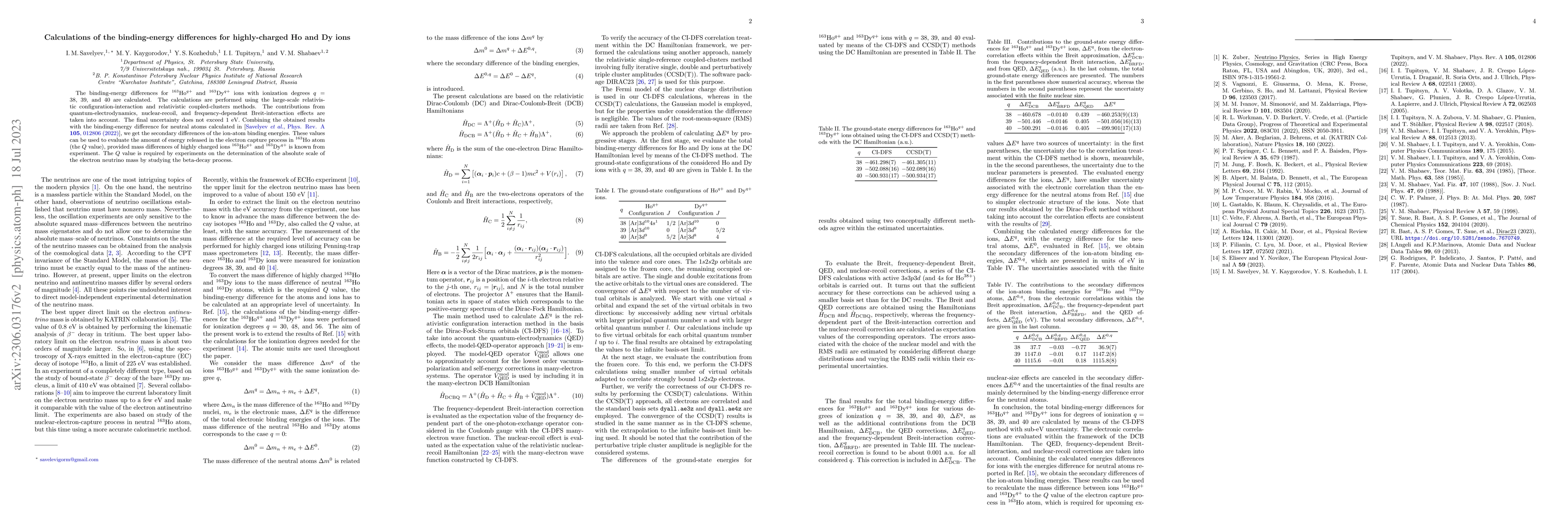 Thumbnail for Calculations of the binding-energy differences for highly-charged Ho and
  Dy ions