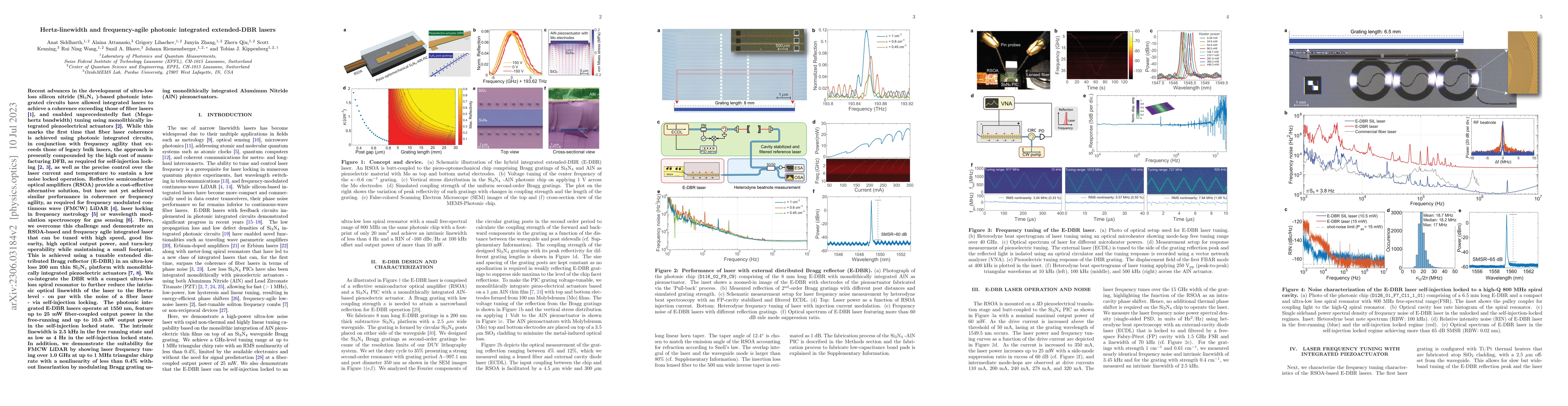 Thumbnail for Hertz-linewidth and frequency-agile photonic integrated extended-DBR
  lasers