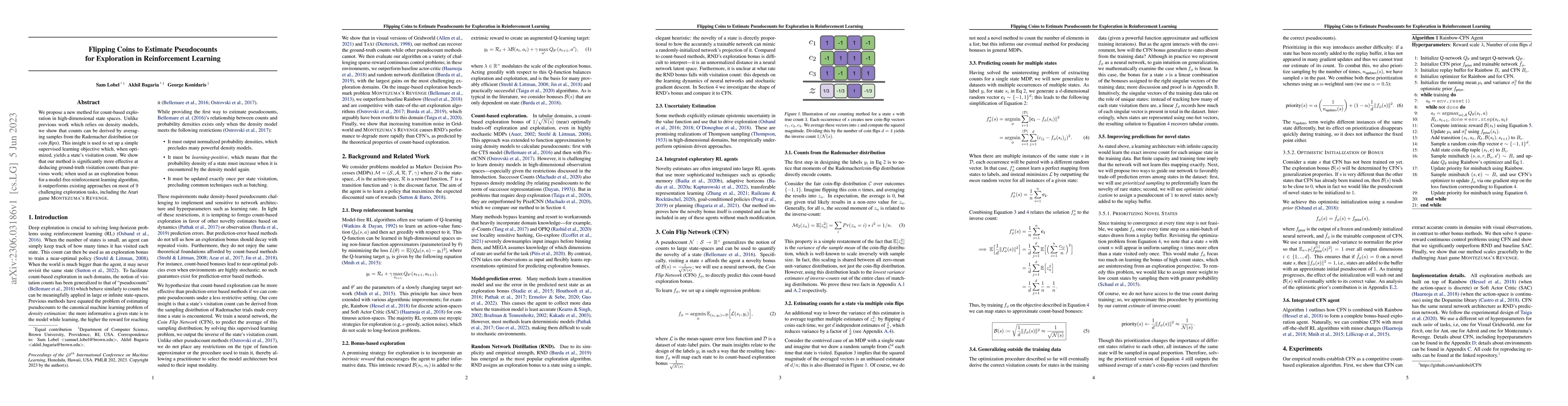 Thumbnail for Flipping Coins to Estimate Pseudocounts for Exploration in Reinforcement
  Learning