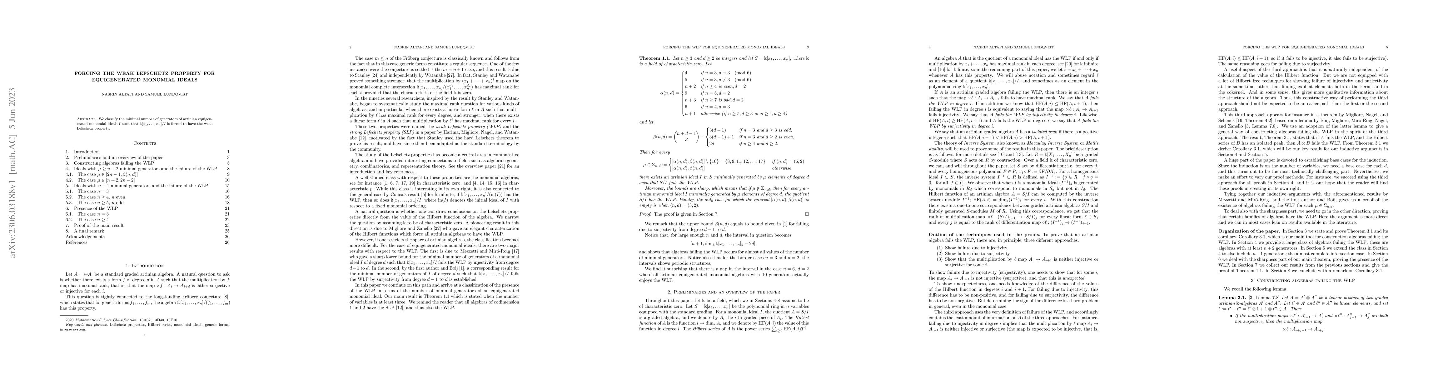 Thumbnail for Forcing the weak Lefschetz property for equigenerated monomial ideals