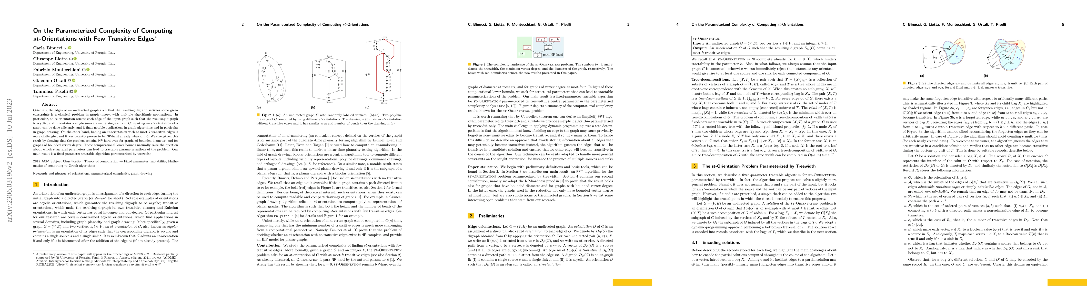 Thumbnail for On the Parameterized Complexity of Computing $st$-Orientations with Few
  Transitive Edges