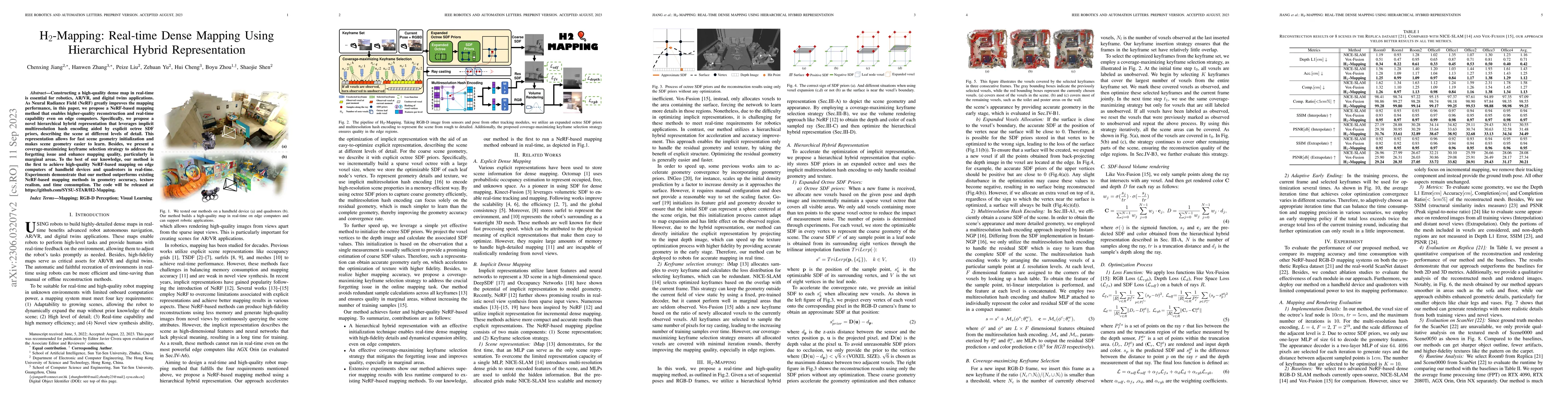 Thumbnail for H2-Mapping: Real-time Dense Mapping Using Hierarchical Hybrid
  Representation