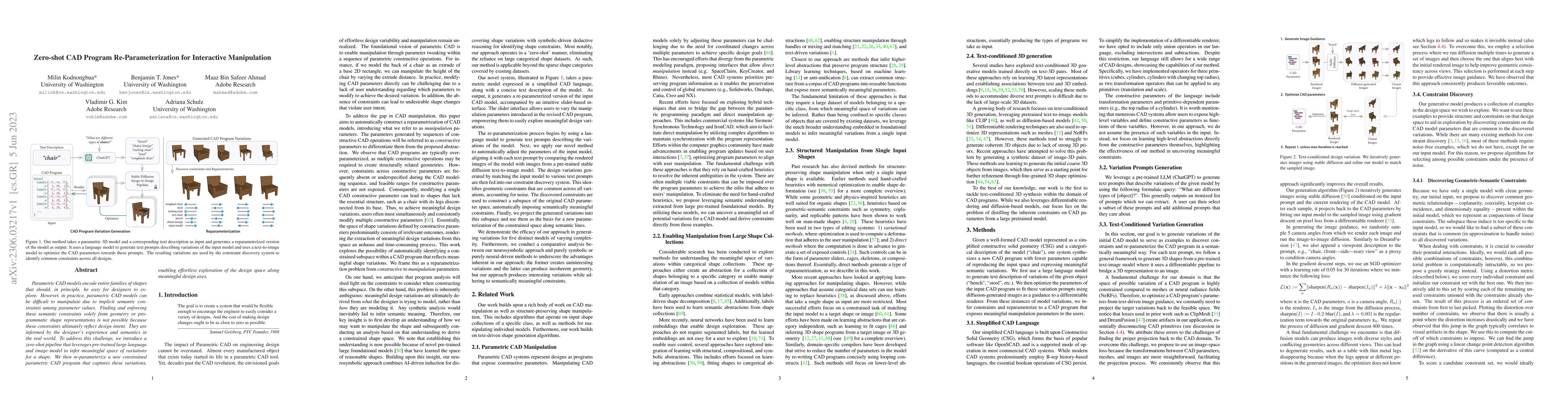Thumbnail for Zero-shot CAD Program Re-Parameterization for Interactive Manipulation