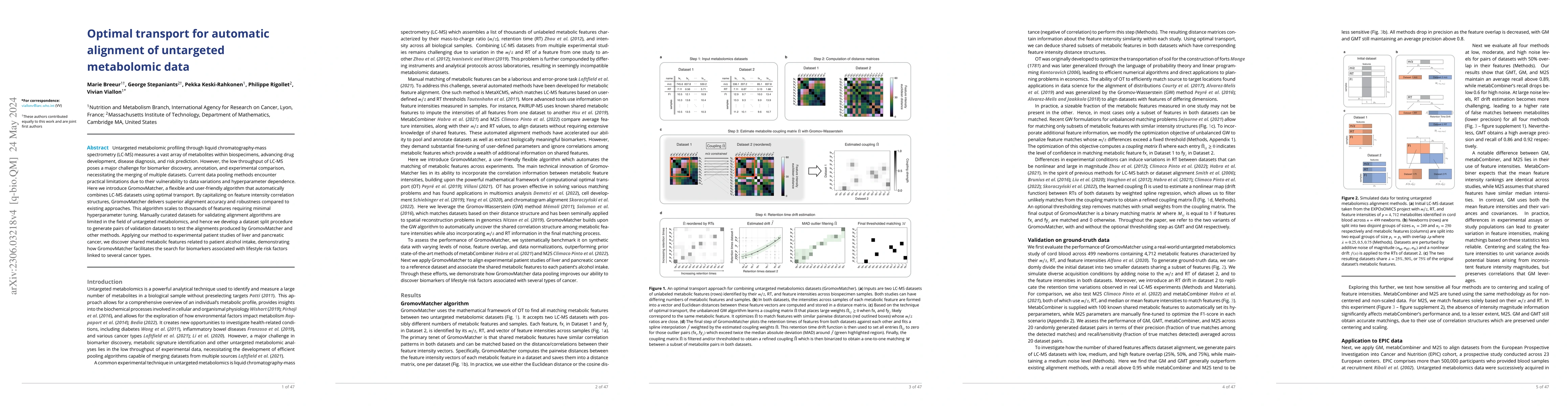 Thumbnail for Optimal transport for automatic alignment of untargeted metabolomic data