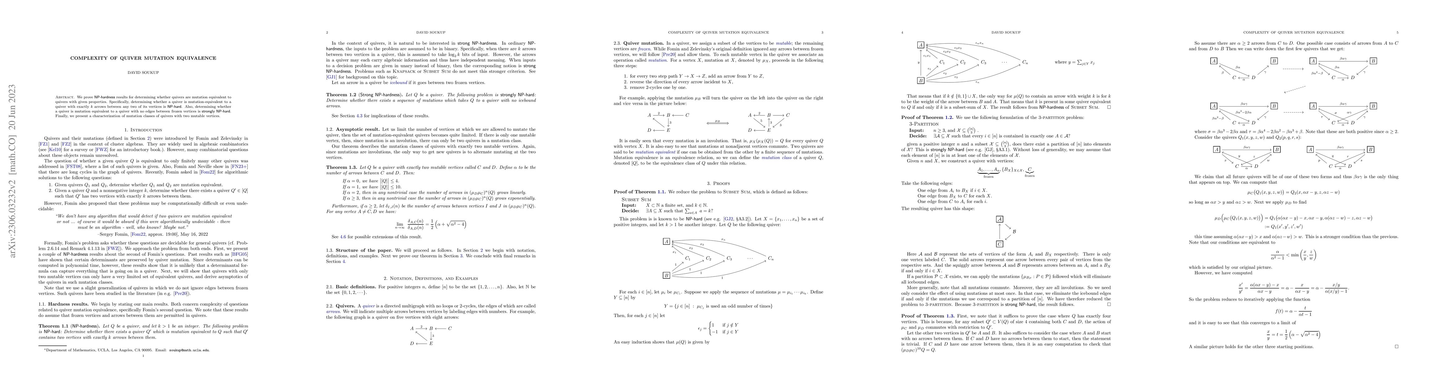 Thumbnail for Complexity of quiver mutation equivalence