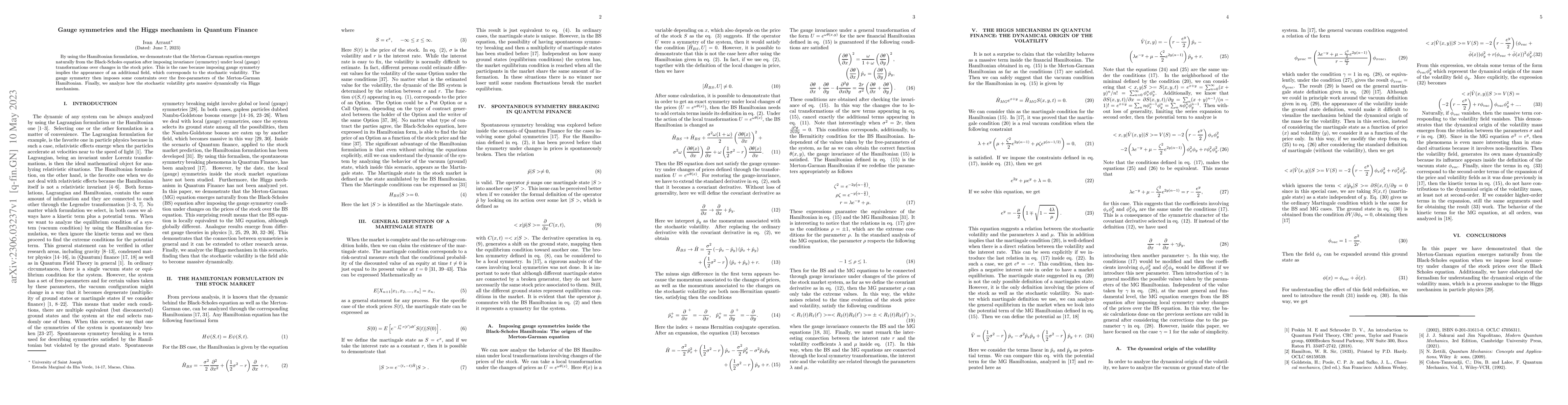 Thumbnail for Gauge symmetries and the Higgs mechanism in Quantum Finance