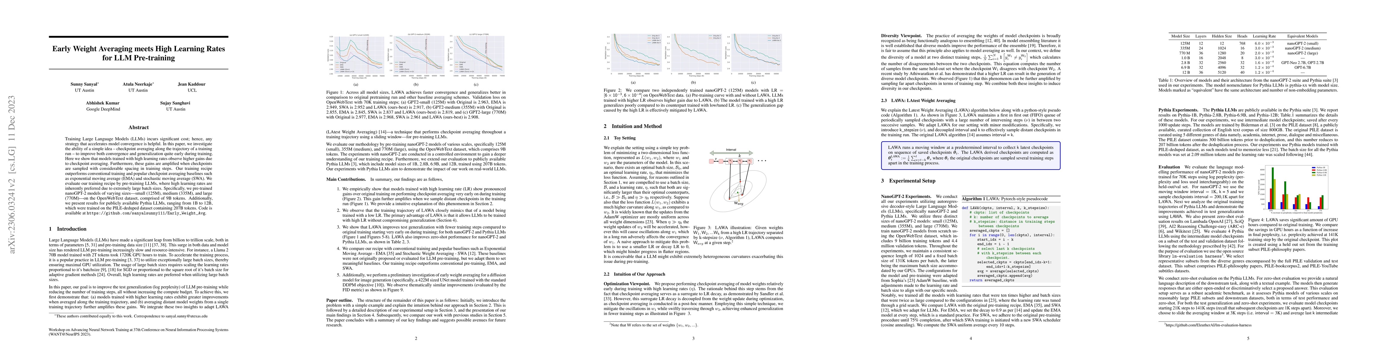 Thumbnail for Early Weight Averaging meets High Learning Rates for LLM Pre-training
