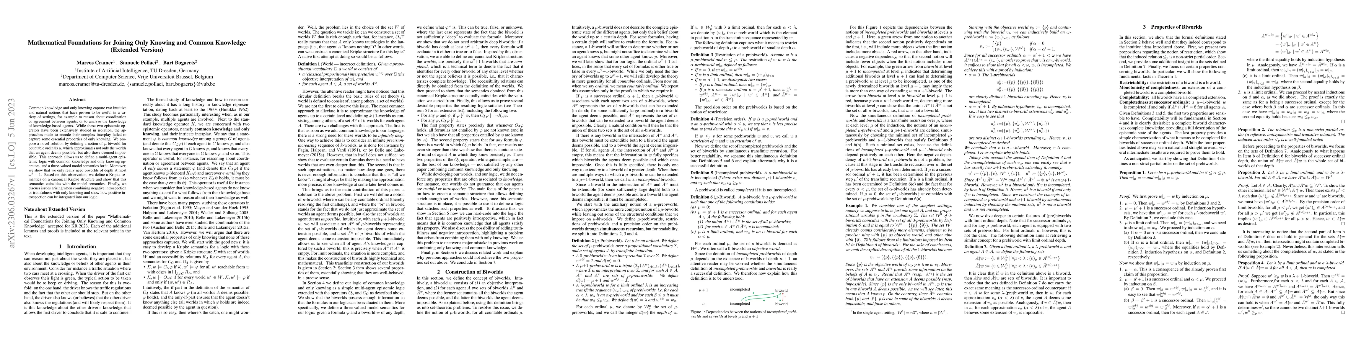 Thumbnail for Mathematical Foundations for Joining Only Knowing and Common Knowledge
  (Extended Version)