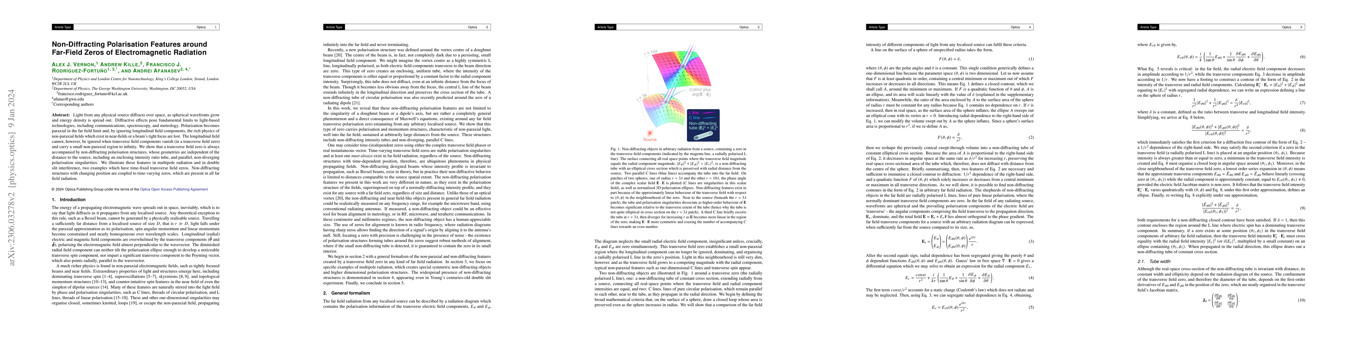 Thumbnail for Non-Diffracting Polarisation Features around Far-Field Zeros of
  Electromagnetic Radiation