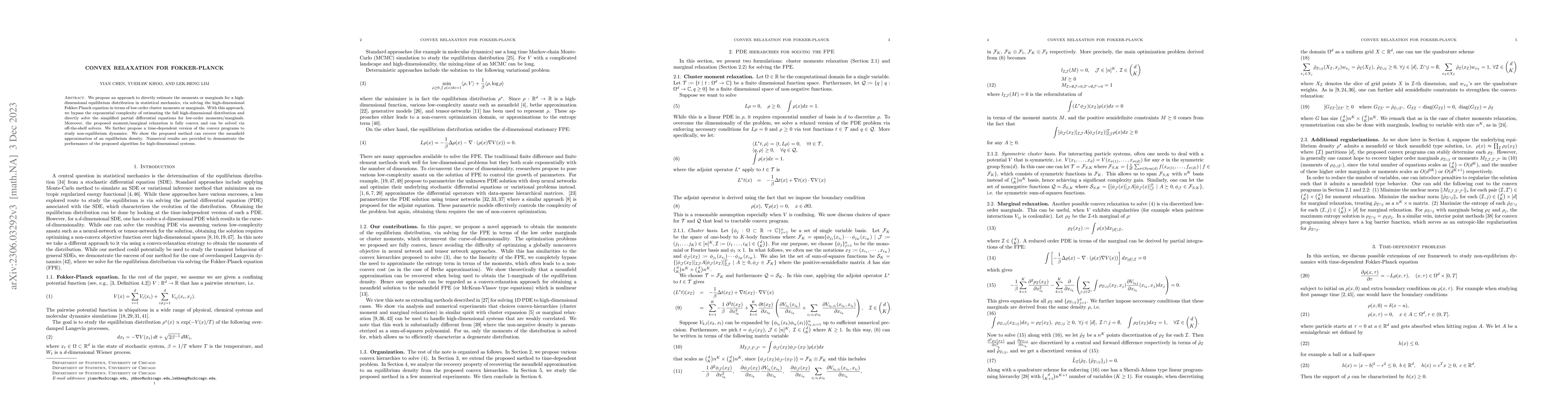 Thumbnail for Convex Relaxation for Fokker-Planck