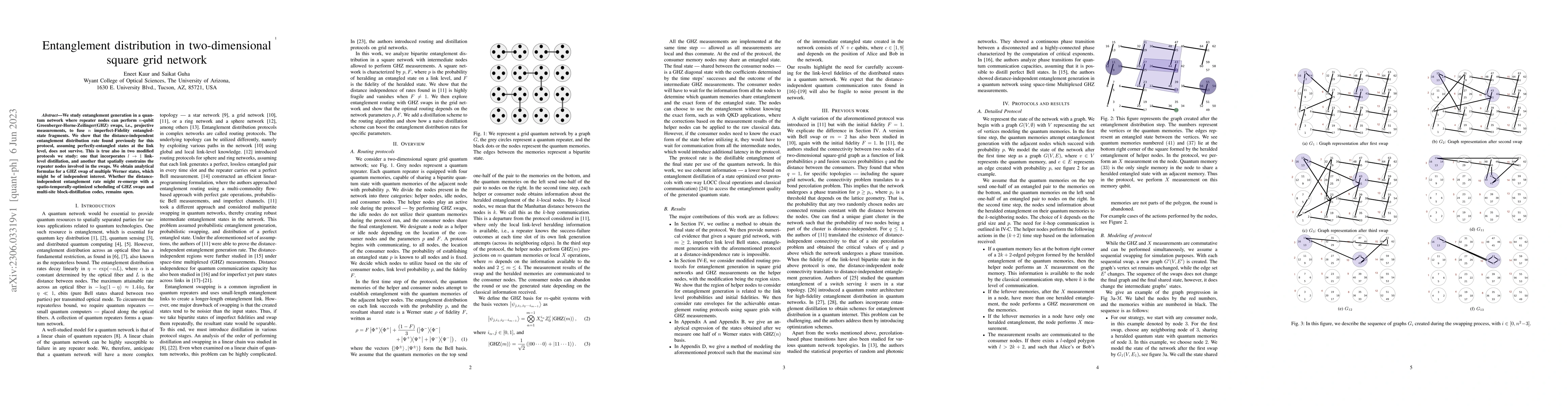 Thumbnail for Entanglement distribution in two-dimensional square grid network