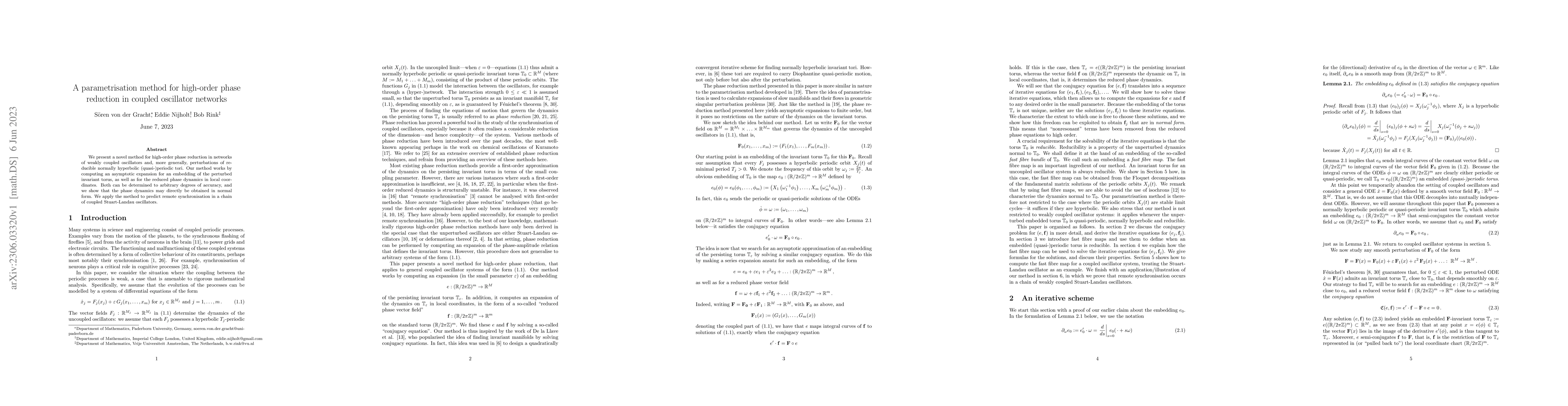 Thumbnail for A parametrisation method for high-order phase reduction in coupled
  oscillator networks