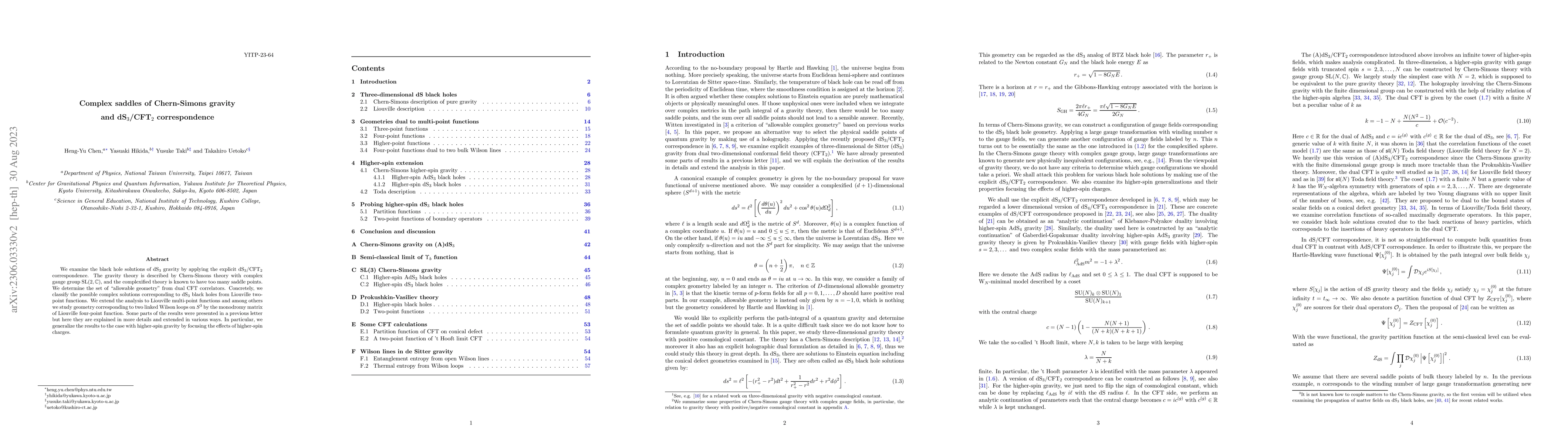 Thumbnail for Complex saddles of Chern-Simons gravity and dS$_3$/CFT$_2$
  correspondence