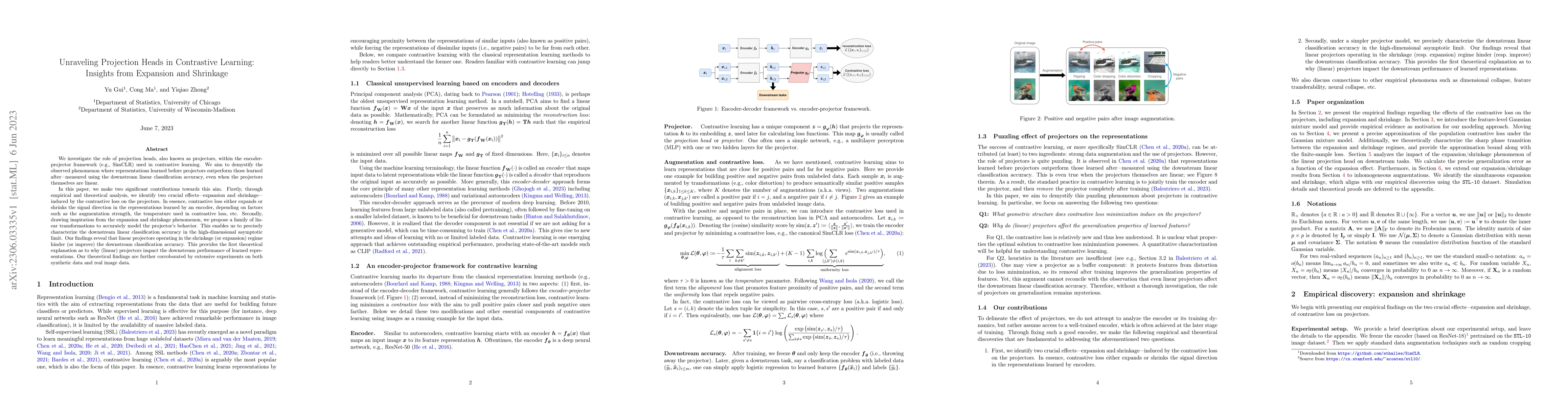 Thumbnail for Unraveling Projection Heads in Contrastive Learning: Insights from
  Expansion and Shrinkage