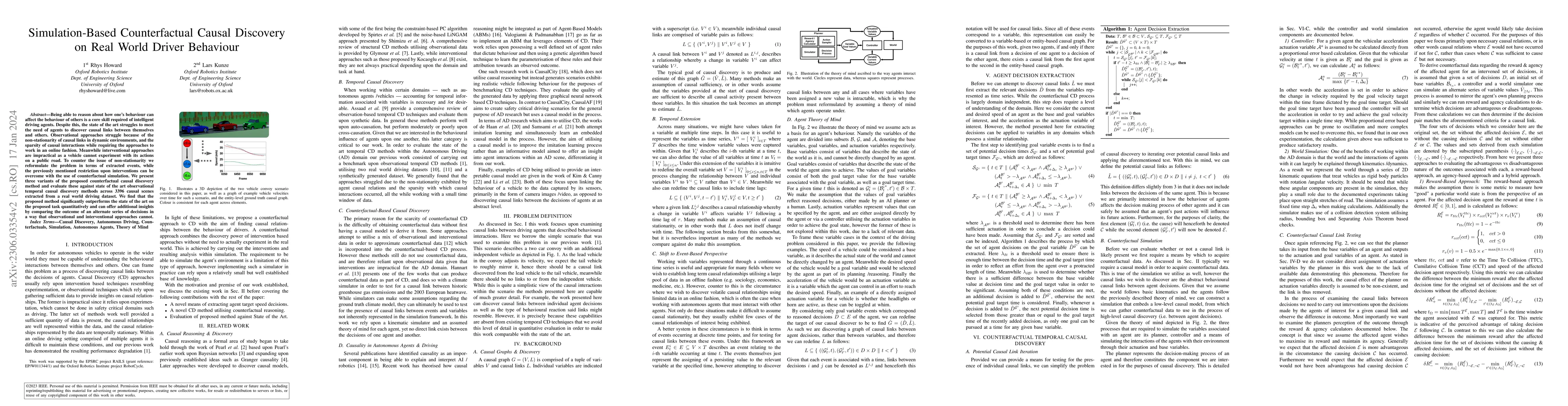 Thumbnail for Simulation-Based Counterfactual Causal Discovery on Real World Driver
  Behaviour