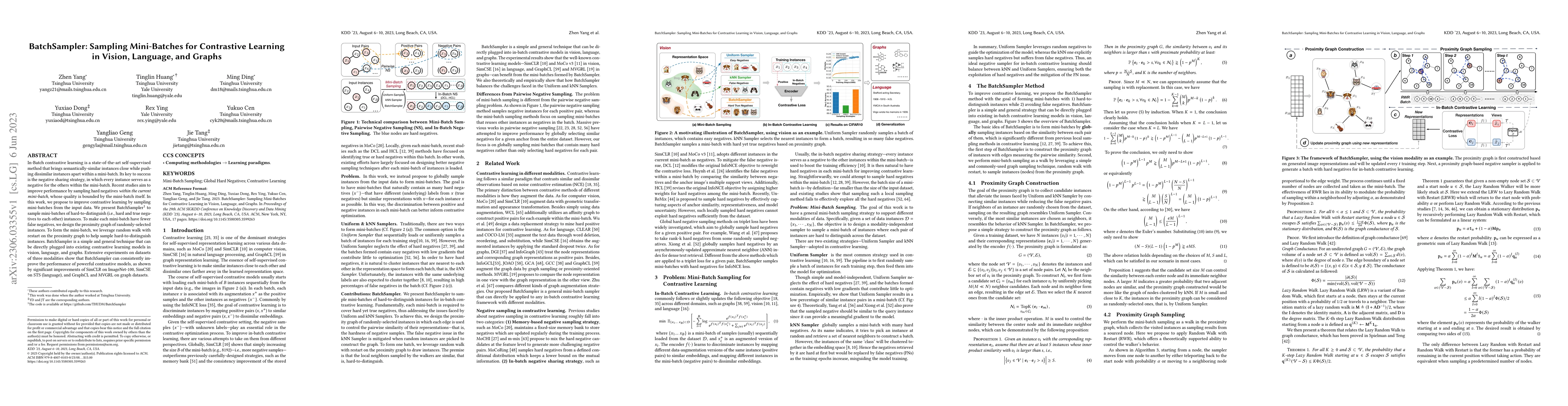 Thumbnail for BatchSampler: Sampling Mini-Batches for Contrastive Learning in Vision,
  Language, and Graphs