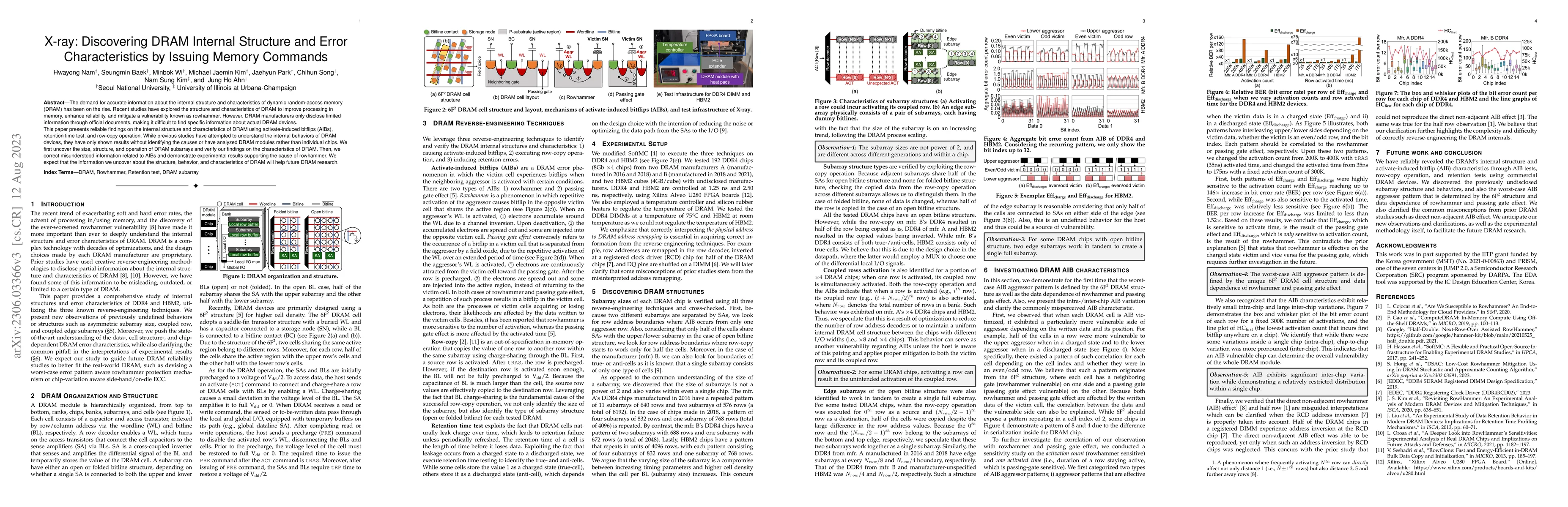 Thumbnail for X-ray: Discovering DRAM Internal Structure and Error Characteristics by
  Issuing Memory Commands