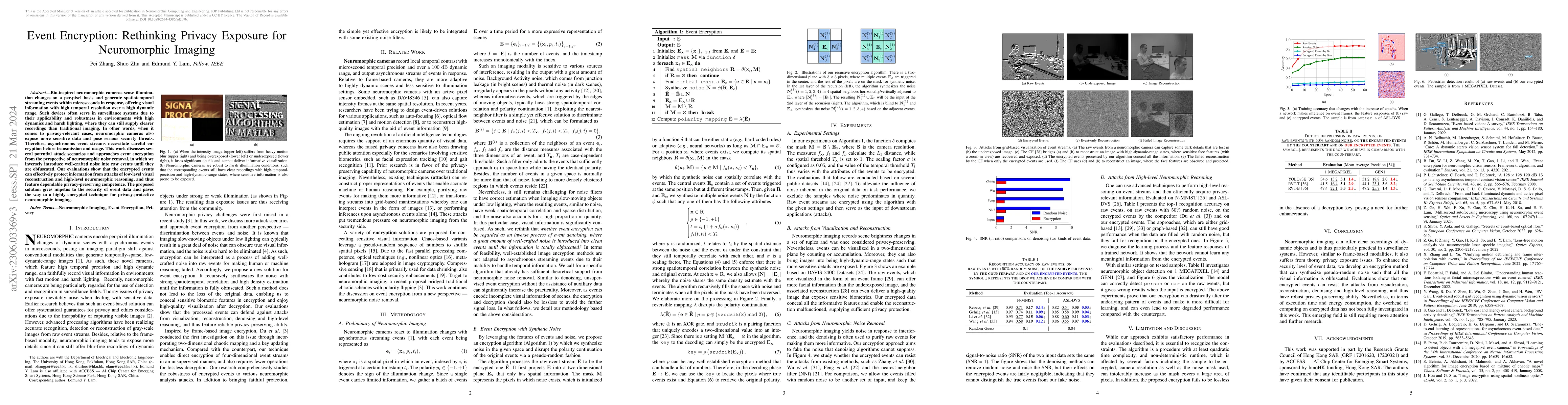 Thumbnail for Event Encryption: Rethinking Privacy Exposure for Neuromorphic Imaging