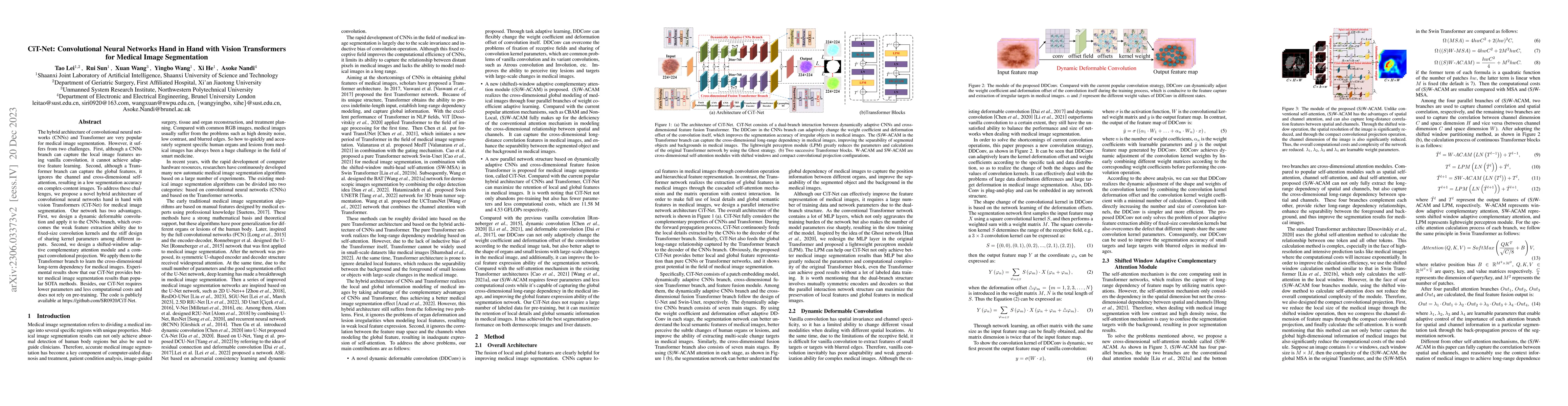 Thumbnail for CiT-Net: Convolutional Neural Networks Hand in Hand with Vision
  Transformers for Medical Image Segmentation