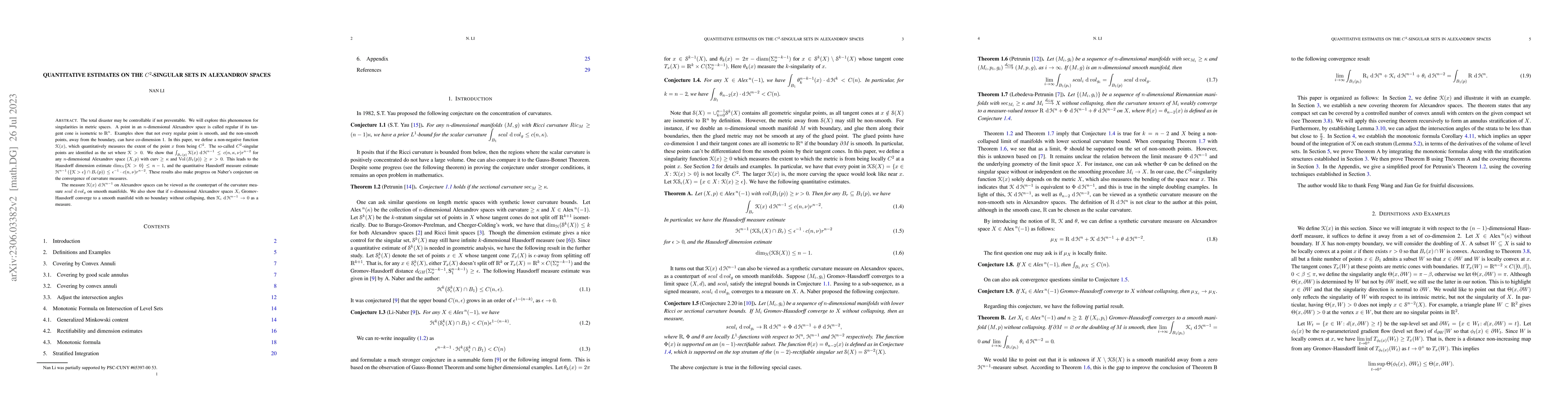Thumbnail for Quantitative estimates on the $C^2$-singular sets in Alexandrov spaces