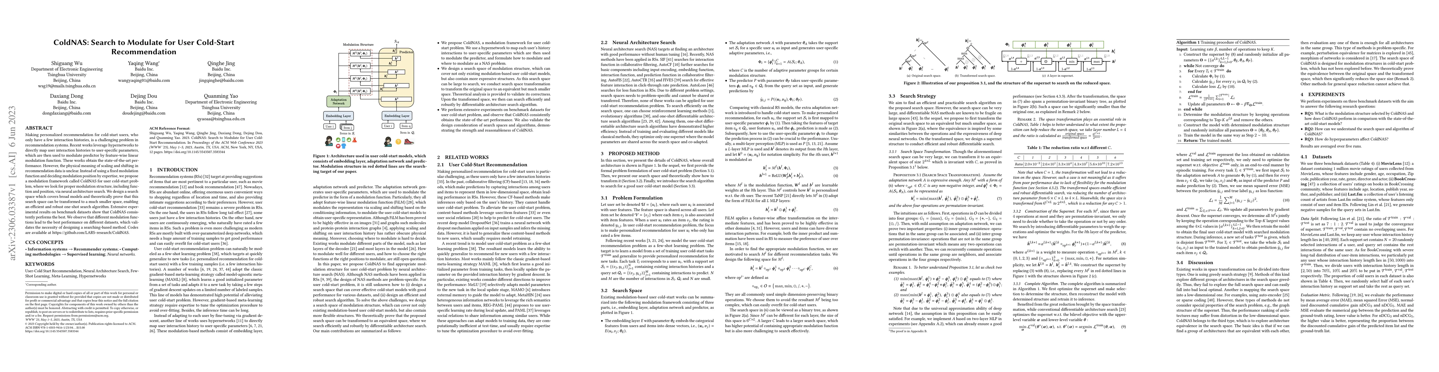 Thumbnail for ColdNAS: Search to Modulate for User Cold-Start Recommendation