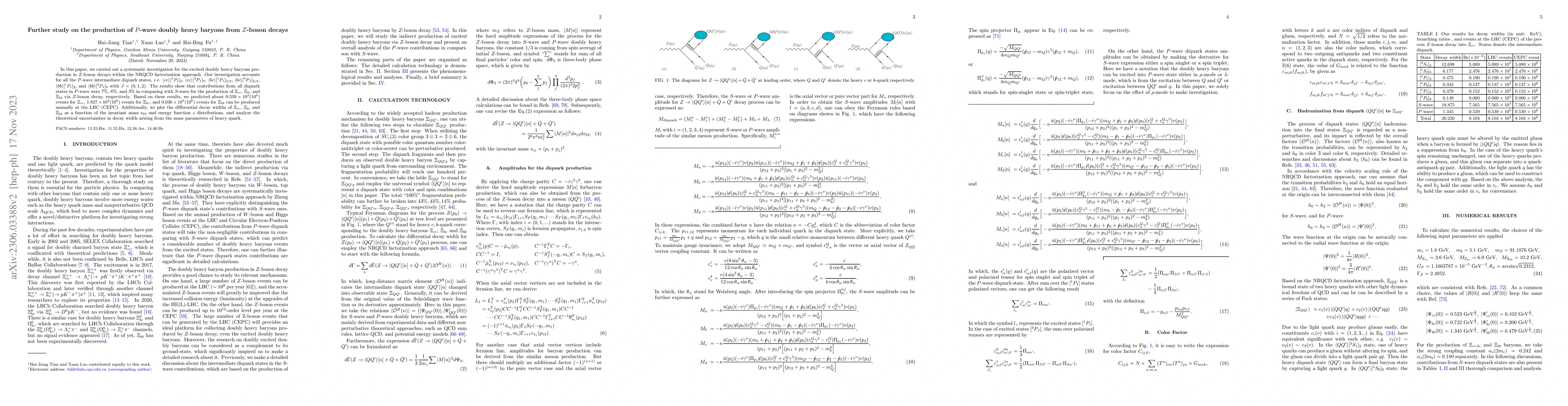 Thumbnail for Further study on the production of P-wave doubly heavy baryons from
  Z-boson decays