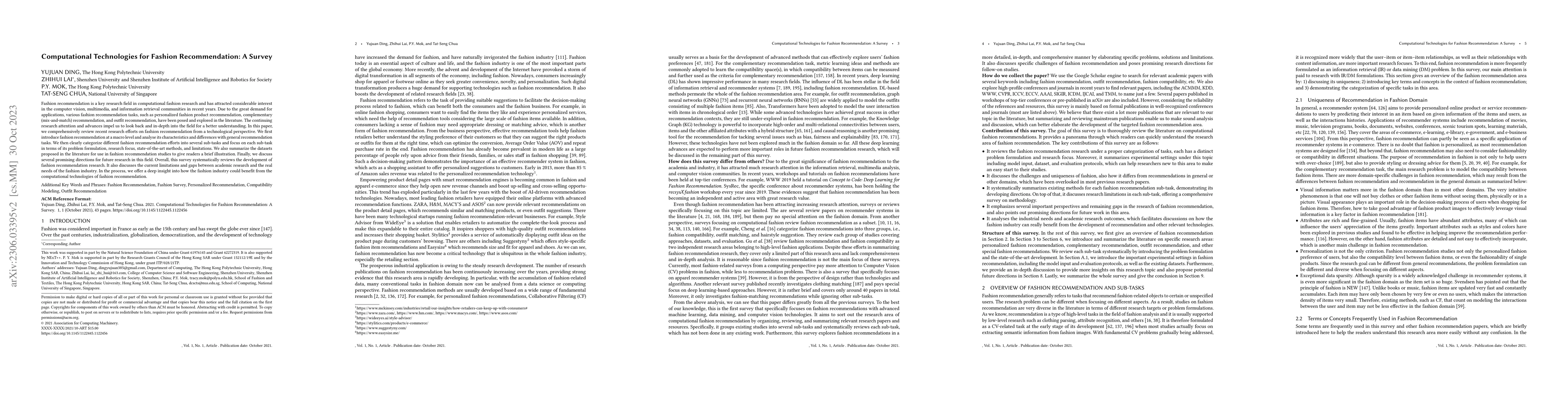 Thumbnail for Computational Technologies for Fashion Recommendation: A Survey