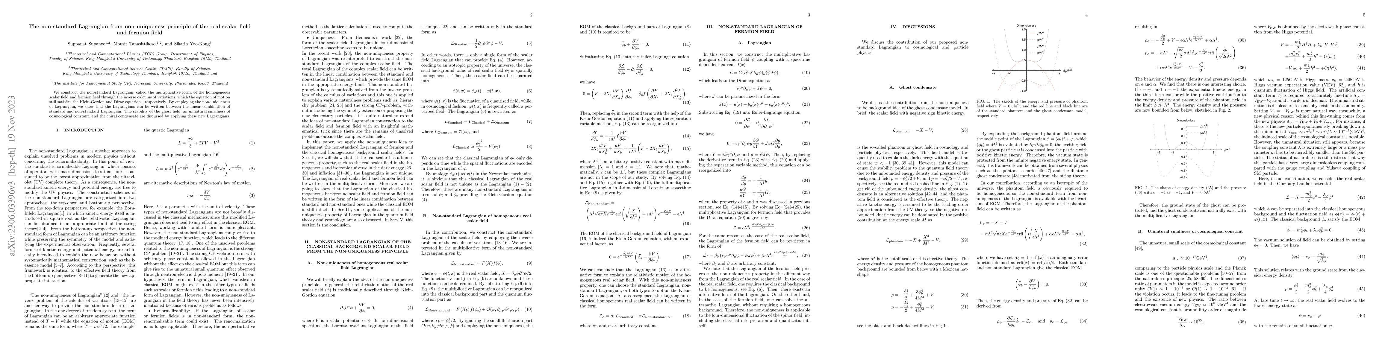 Thumbnail for The non-standard Lagrangian from non-uniqueness principle of the real
  scalar field and fermion field