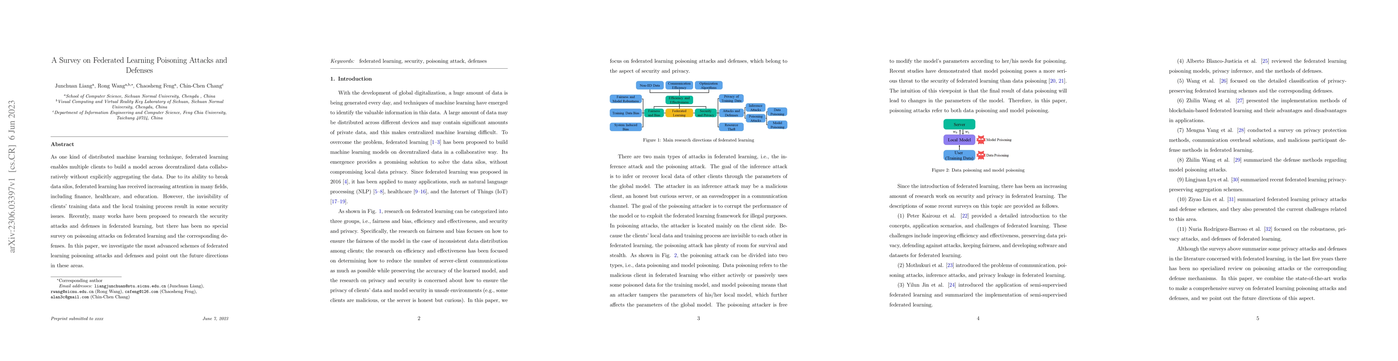 Thumbnail for A Survey on Federated Learning Poisoning Attacks and Defenses