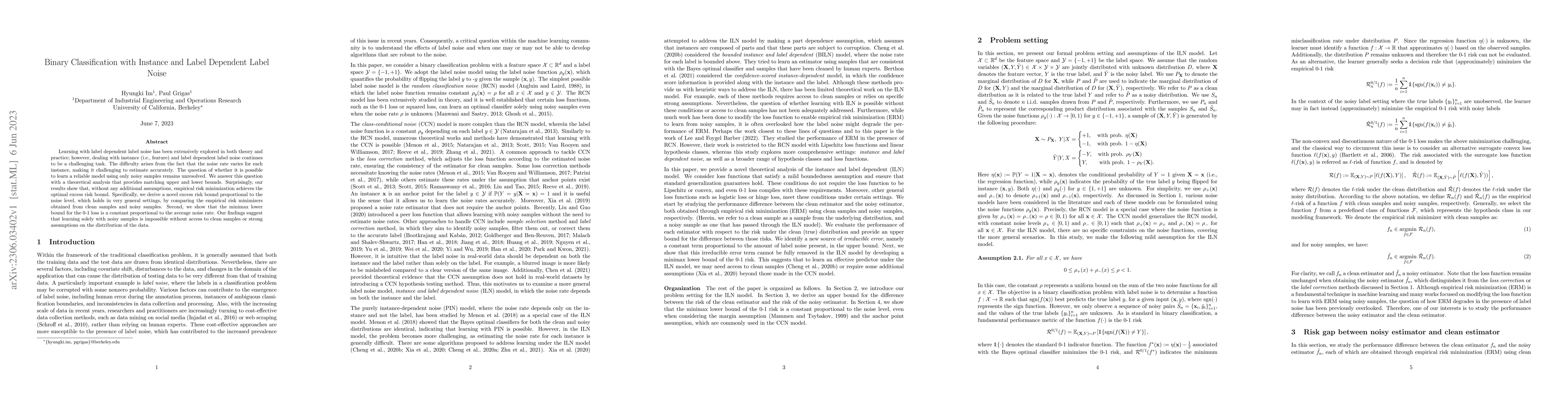 Thumbnail for Binary Classification with Instance and Label Dependent Label Noise