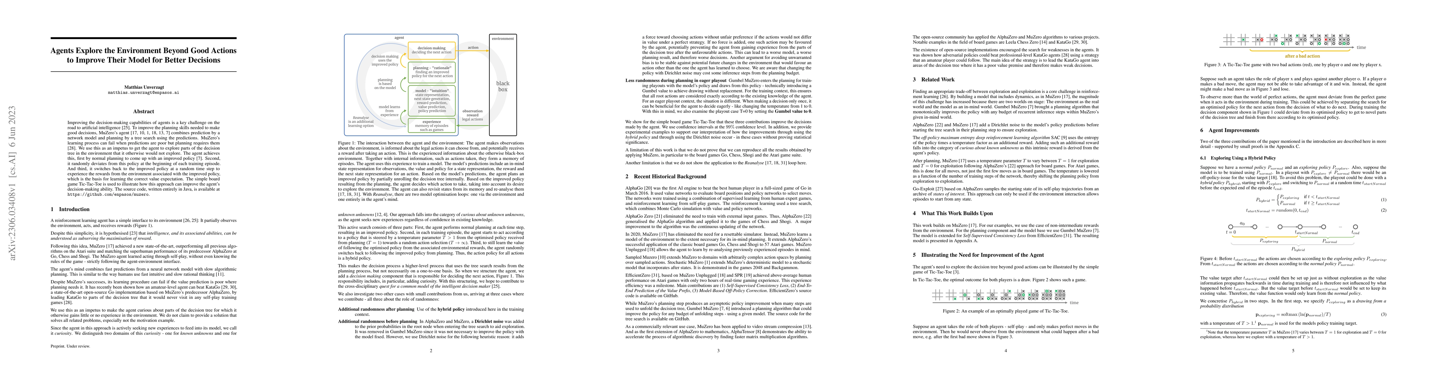 Thumbnail for Agents Explore the Environment Beyond Good Actions to Improve Their
  Model for Better Decisions