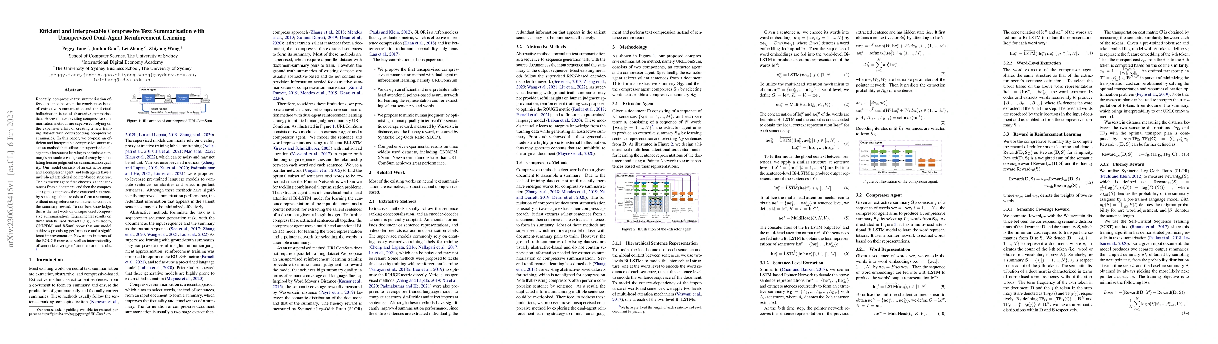 Thumbnail for Efficient and Interpretable Compressive Text Summarisation with
  Unsupervised Dual-Agent Reinforcement Learning