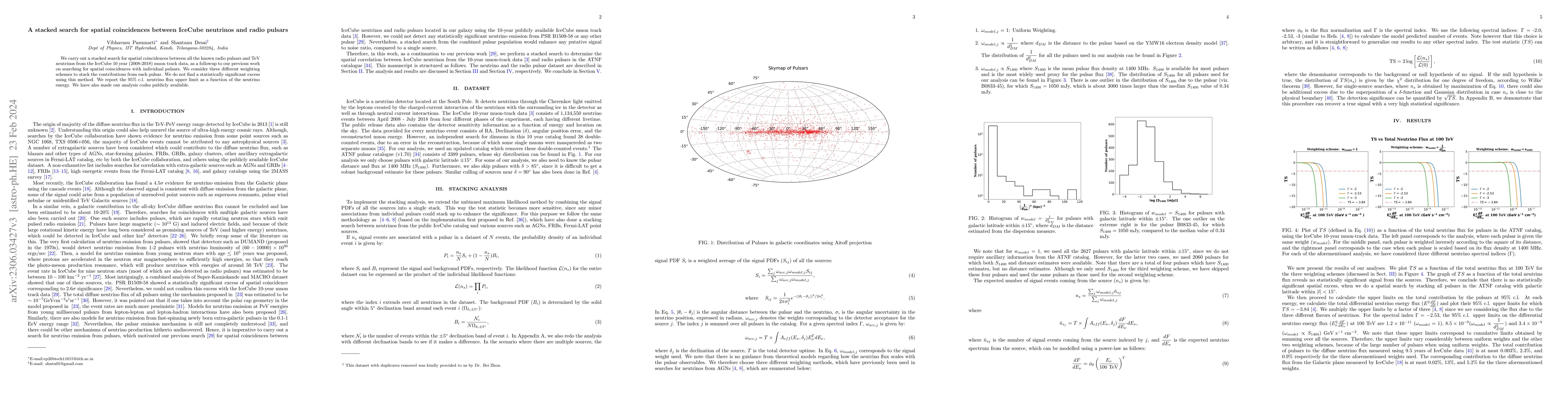 Thumbnail for A stacked search for spatial coincidences between IceCube neutrinos and
  radio pulsars