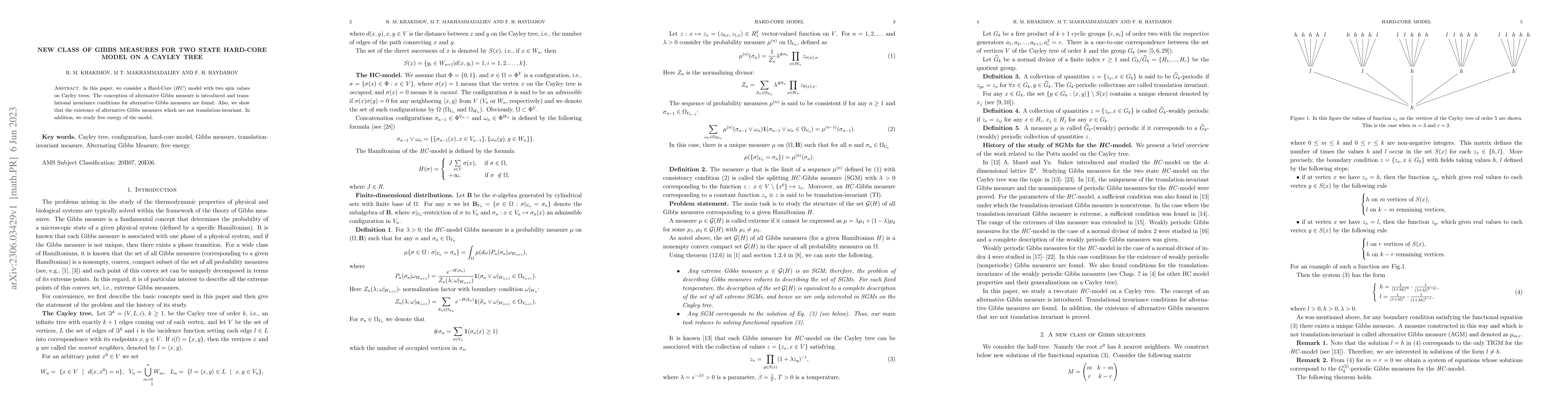 Thumbnail for New class of Gibbs measures for two state Hard-Core model on a Cayley
  tree