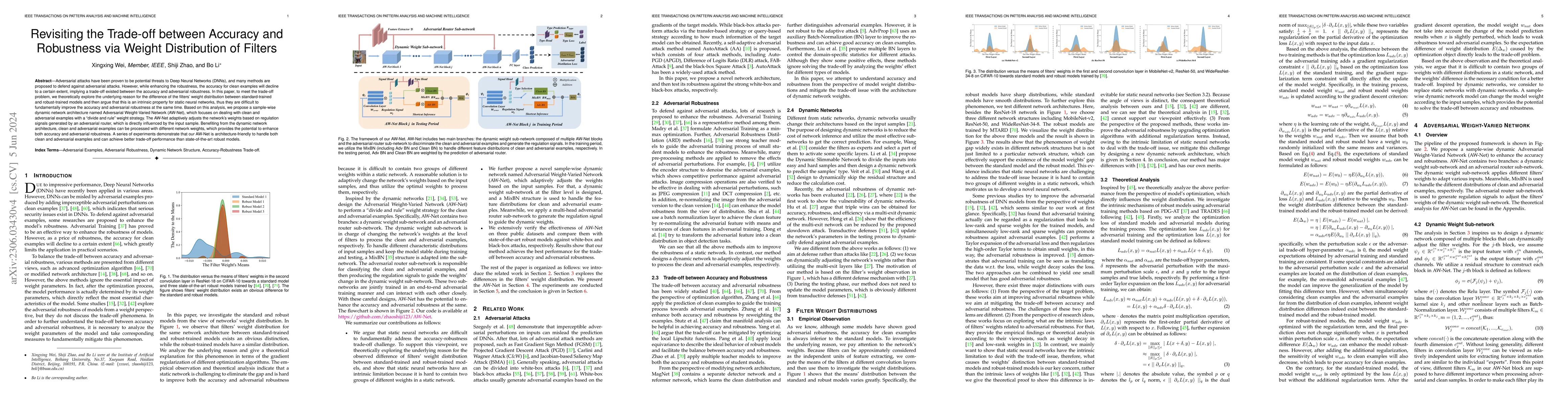 Thumbnail for Revisiting the Trade-off between Accuracy and Robustness via Weight
  Distribution of Filters