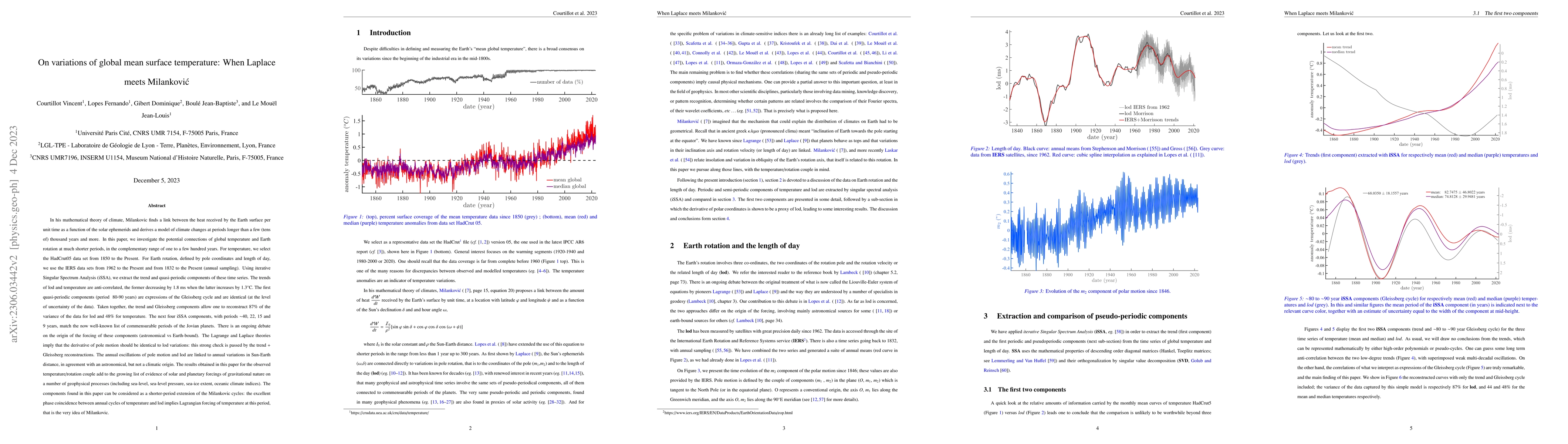 Thumbnail for On variations of global mean surface temperature: When Laplace meets
  Milankovic