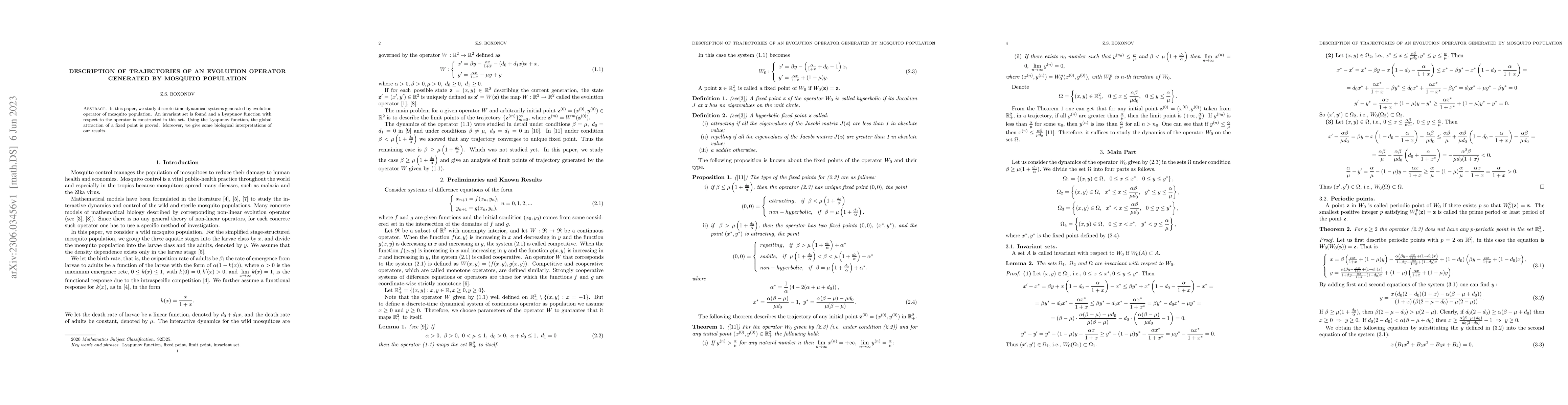 Thumbnail for Description of trajectories of an evolution operator generated by
  mosquito population