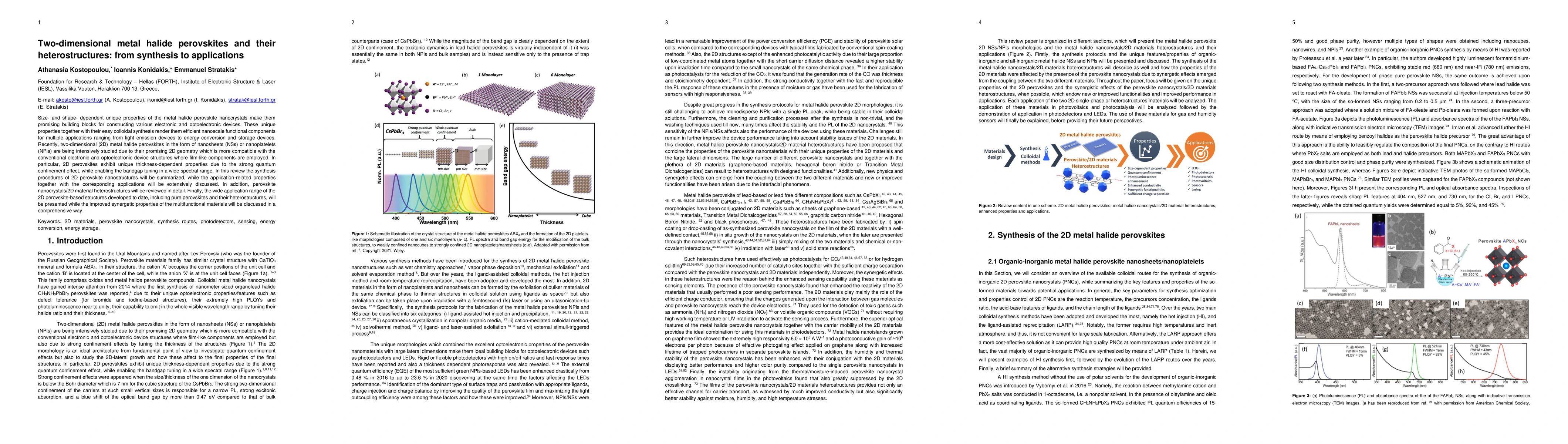 Thumbnail for Two-dimensional metal halide perovskites and their heterostructures:
  from synthesis to applications