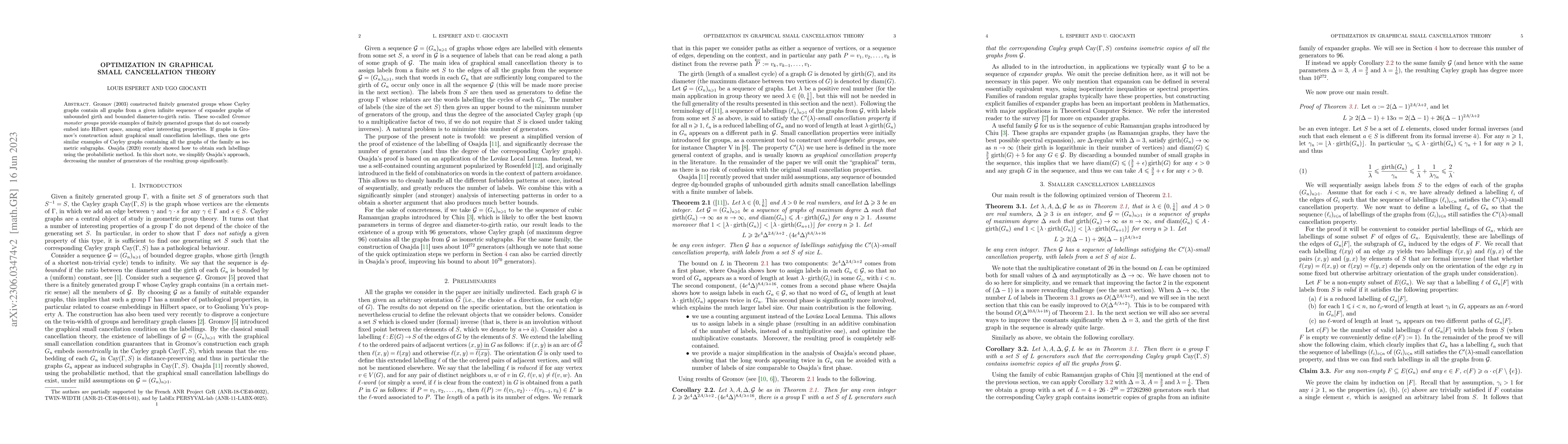 Thumbnail for Optimization in graphical small cancellation theory