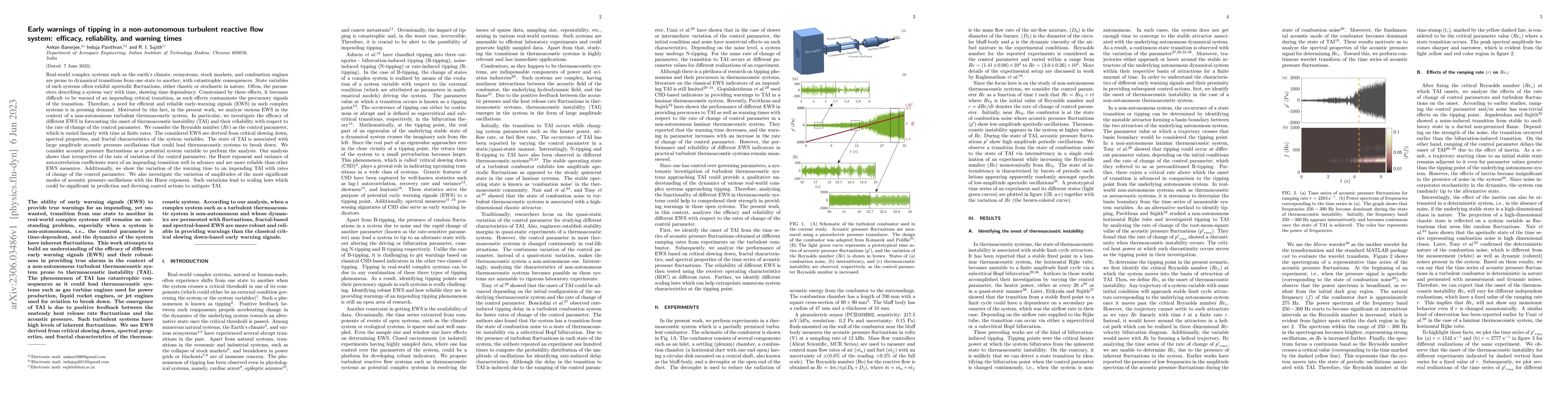 Thumbnail for Early warnings of tipping in a non-autonomous turbulent reactive flow
  system: efficacy, reliability, and warning times